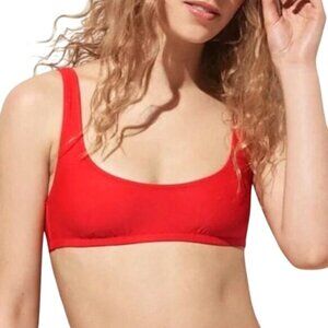 NEW J. Crew Women’s‎ Heritage Scoopneck Bikini Swim Top Red M Recycled Material